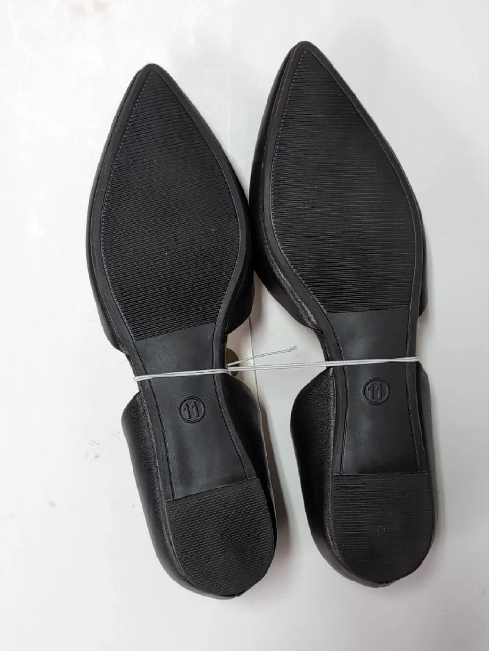 a new day Black Pointed D'Orsay Flats with Tan Insole